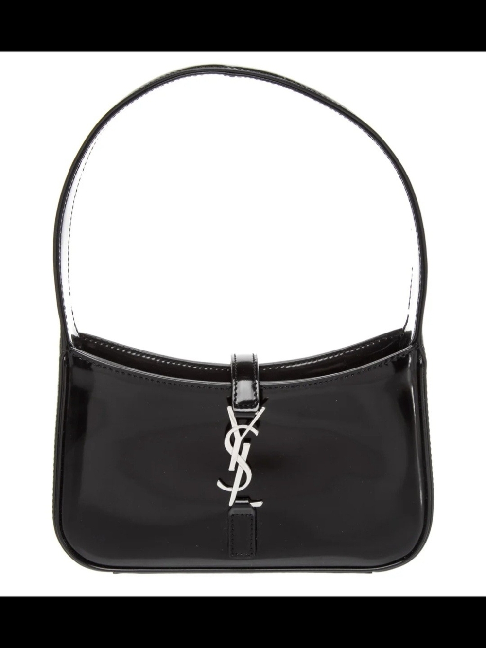 YSL SAINT LAURENT Le 5 A 7 mini hobo in black patent leather